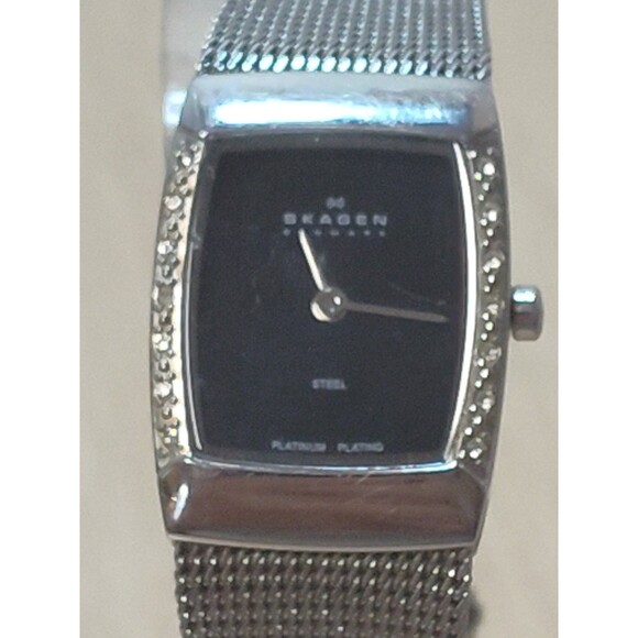 Skagen Platinum Plated Black Dial 19mm Women\'s  Bracelet Watch main image 12